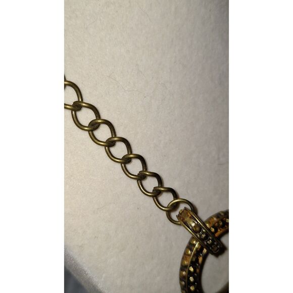 A Women's Bronzy Brass Steampunk Statement Necklace Ornate Quirky Chain - Picture 9 of 11